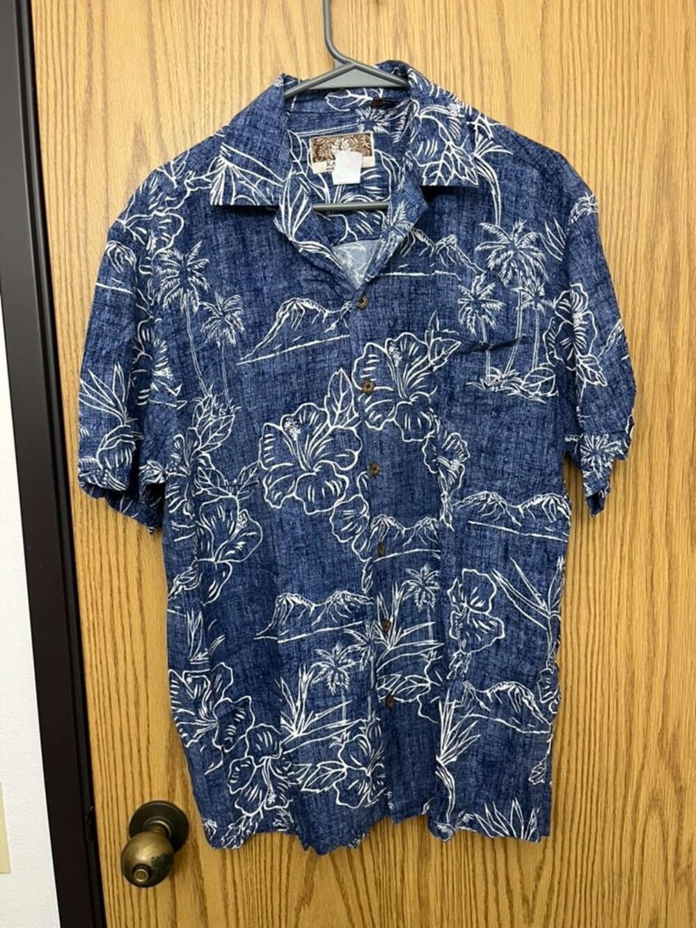 Kalaheo Aloha Shirt Blue Made in Hawaii Medium